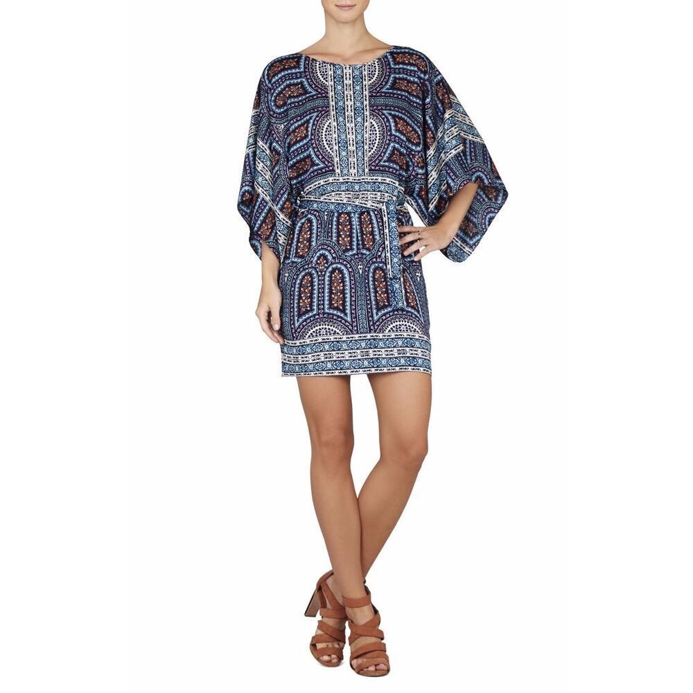 NEW BCBGMAXAZRIA BRYAN KIMONO-SLEEVE PRINTED DRESS SIZE M